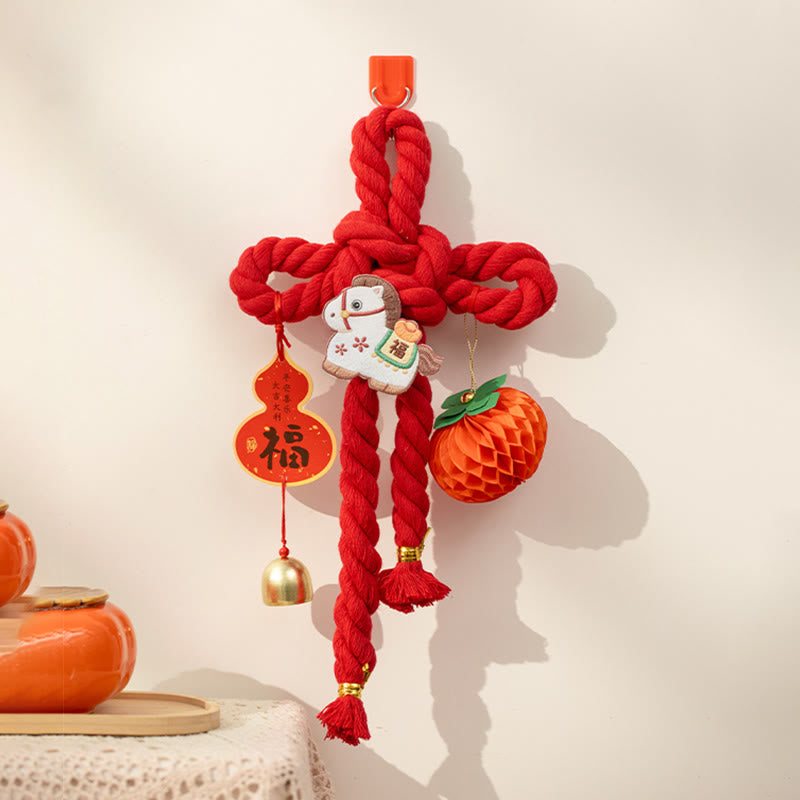 Buddha Stones Rok Konia Tańczący Lew Fu Znak Chiński Węzeł Dekoracja Fortuny - Koń Mały Rozmiar 17*30 cm - image 11