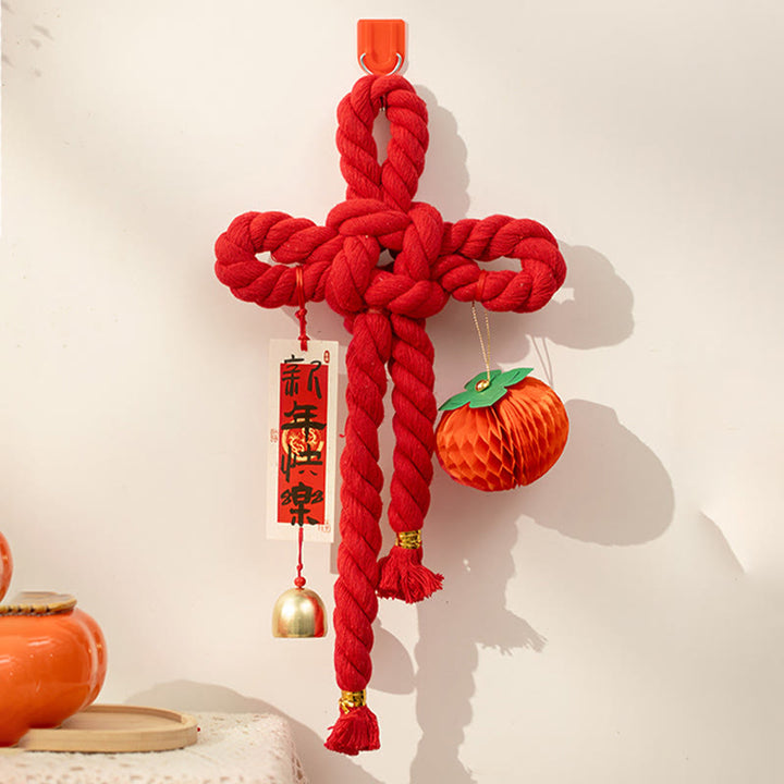 Buddha Stones Rok Konia Tańczący Lew Fu Znak Chiński Węzeł Dekoracja Fortuny - Kaki małe 17*30 cm - image 10