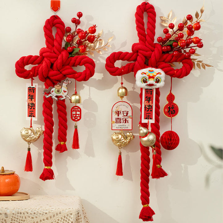 Buddha Stones Rok Konia Tańczący Lew Fu Znak Chiński Węzeł Dekoracja Fortuny - image 18