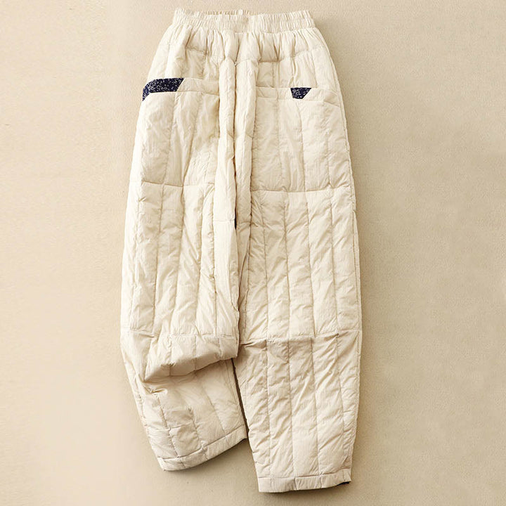 Damskie zimowe spodnie termiczne z bawełny z kieszeniami i patchworkiem Buddha Stones - Jedwab kukurydziany - US8-10，UK/AU12-14，EU40-42 (2XL) - image 0