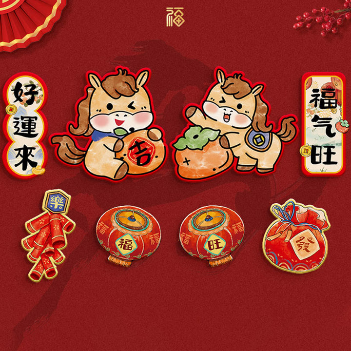 Buddha Stones, Rok Konia, Lodówka, Magnes, Tył, Dekoracja Błogosławieństw - Zestaw 8 szt. 1 - image 1