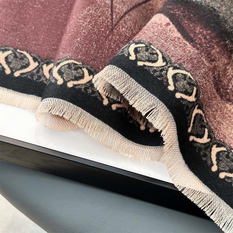 Buddha Stones Zimowe Malowanie Tuszem Kwiaty Lotosu Liście Wzór Miękki Szalik - image 19