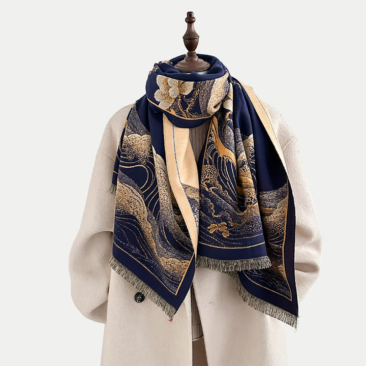 Buddha Stones, kwiaty lotosu, wzór fal oceanicznych, miękki szalik z frędzlami - image 12