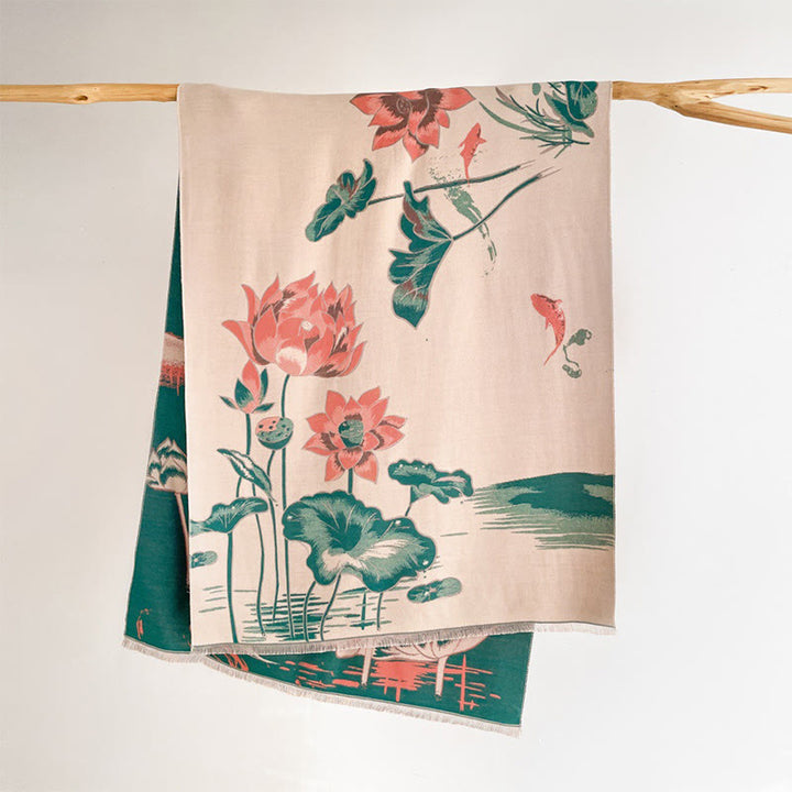 Buddha Stones, jesienne, lotos, ryba koi, ważka, przytulny szalik - image 1