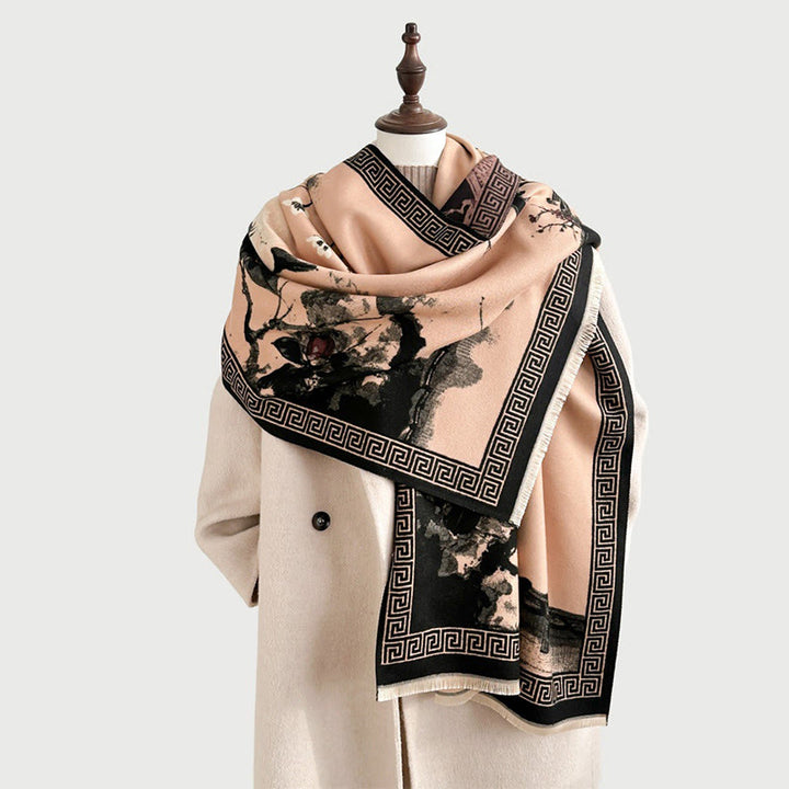 Buddha Stones, Jesienny Kwiat Śliwy, Okap, Malowanie Tuszem, Wzór Przytulny Szalik - image 18