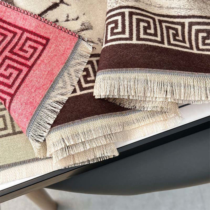 Buddha Stones, Jesienny Kwiat Śliwy, Okap, Malowanie Tuszem, Wzór Przytulny Szalik - image 15