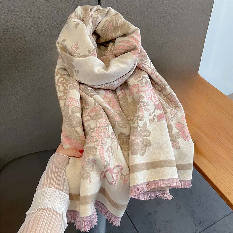 Miękki szal z motywem kwiatów feniksa i Buddha Stones - image 7