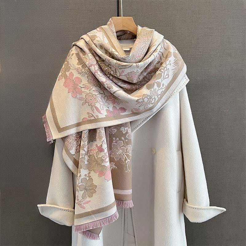 Miękki szal z motywem kwiatów feniksa i Buddha Stones - image 5