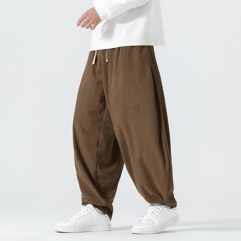 Spodnie haremowe męskie z kieszeniami i sztruksowymi, jednolitymi kolorami i Buddha Stones - SaddleBrown - US/UK/AU46， EU56 (5XL) - image 19