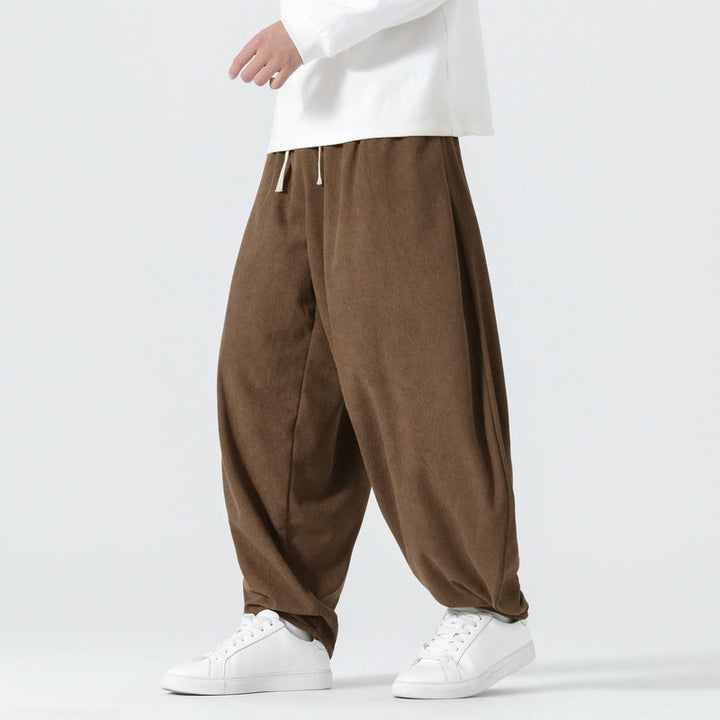 Spodnie haremowe męskie z kieszeniami i sztruksowymi, jednolitymi kolorami i Buddha Stones - SaddleBrown - US/UK/AU46， EU56 (5XL) - image 19