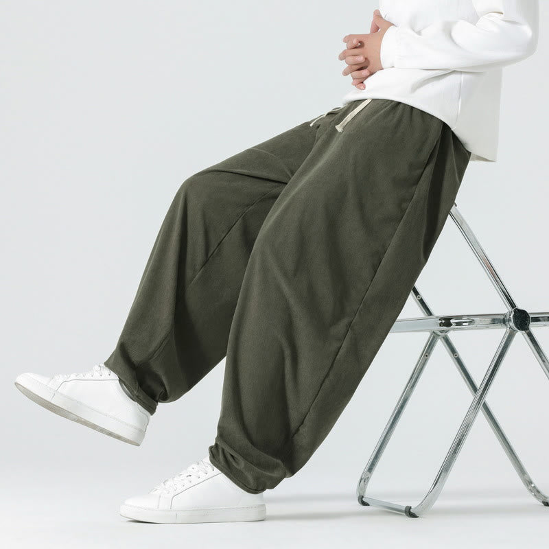 Spodnie haremowe męskie z kieszeniami i sztruksowymi, jednolitymi kolorami i Buddha Stones - image 5