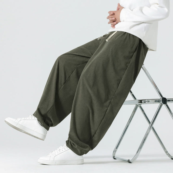 Spodnie haremowe męskie z kieszeniami i sztruksowymi, jednolitymi kolorami i Buddha Stones - image 5