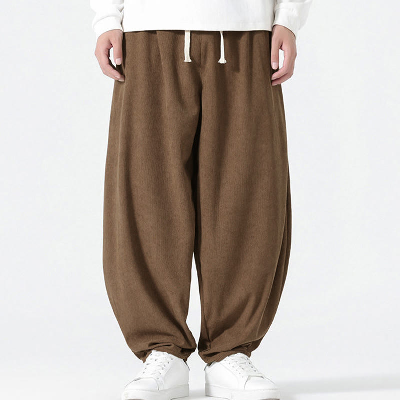 Spodnie haremowe męskie z kieszeniami i sztruksowymi, jednolitymi kolorami i Buddha Stones - image 20