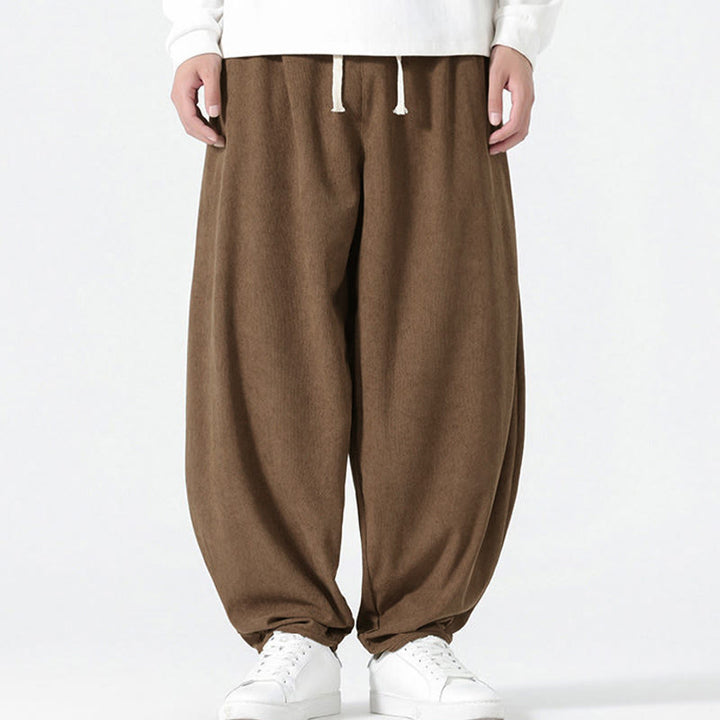 Spodnie haremowe męskie z kieszeniami i sztruksowymi, jednolitymi kolorami i Buddha Stones - image 20