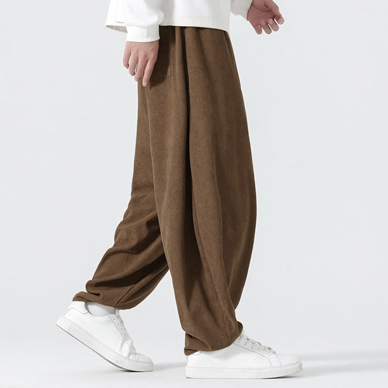 Spodnie haremowe męskie z kieszeniami i sztruksowymi, jednolitymi kolorami i Buddha Stones - image 22