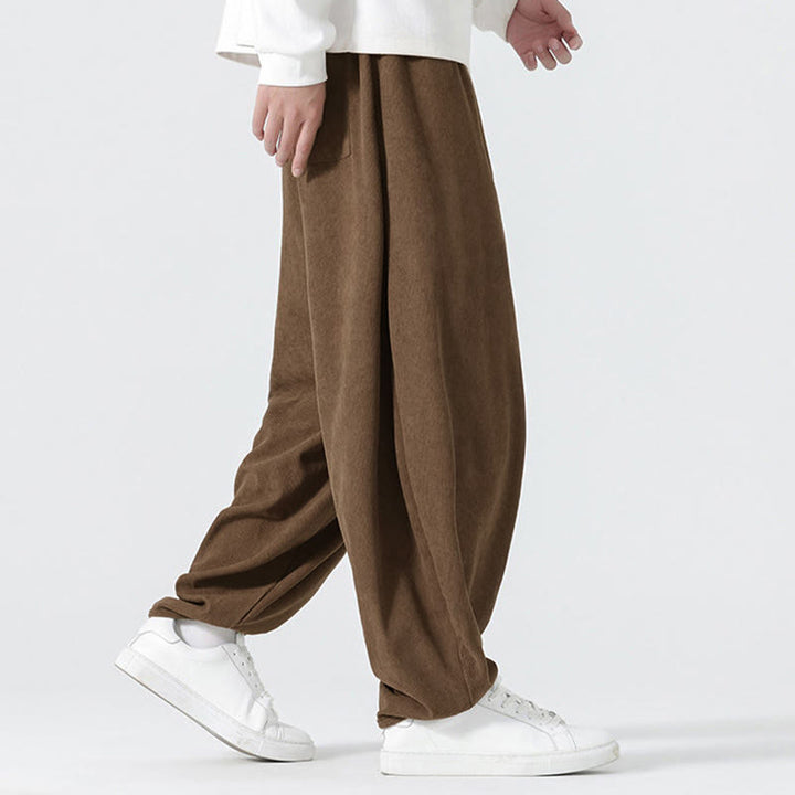 Spodnie haremowe męskie z kieszeniami i sztruksowymi, jednolitymi kolorami i Buddha Stones - image 22