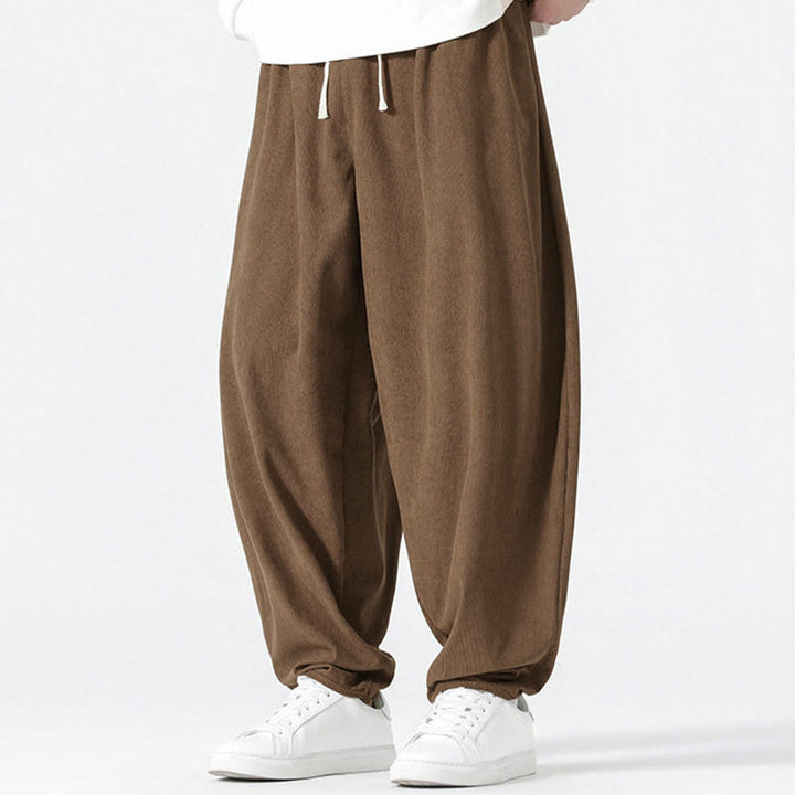 Spodnie haremowe męskie z kieszeniami i sztruksowymi, jednolitymi kolorami i Buddha Stones - image 21