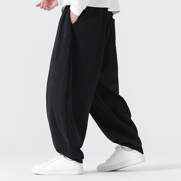 Spodnie haremowe męskie z kieszeniami i sztruksowymi, jednolitymi kolorami i Buddha Stones - image 8