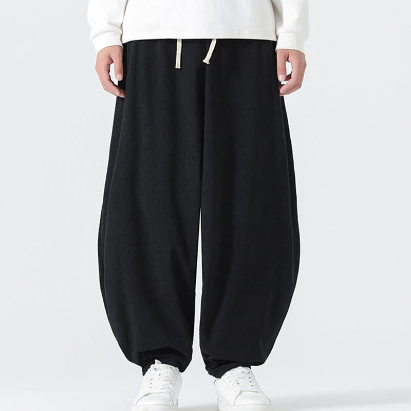 Spodnie haremowe męskie z kieszeniami i sztruksowymi, jednolitymi kolorami i Buddha Stones - image 9