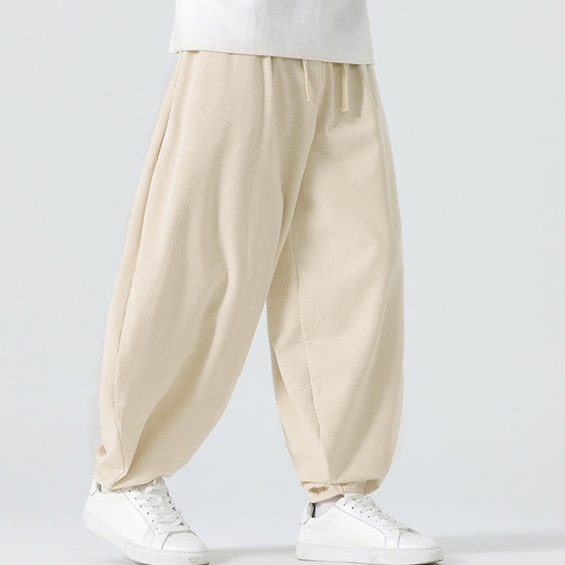 Spodnie haremowe męskie z kieszeniami i sztruksowymi, jednolitymi kolorami i Buddha Stones - image 12