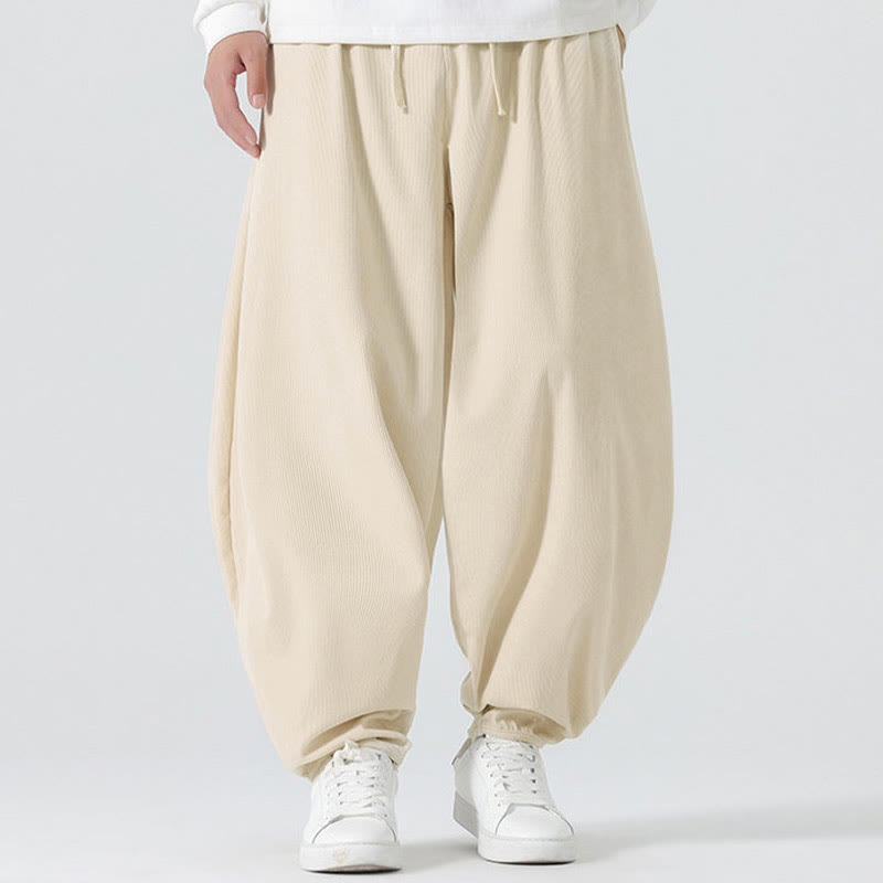 Spodnie haremowe męskie z kieszeniami i sztruksowymi, jednolitymi kolorami i Buddha Stones - image 14