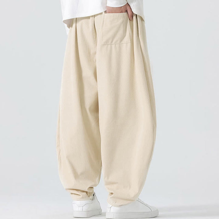 Spodnie haremowe męskie z kieszeniami i sztruksowymi, jednolitymi kolorami i Buddha Stones - image 13