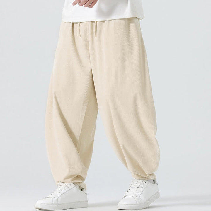 Spodnie haremowe męskie z kieszeniami i sztruksowymi, jednolitymi kolorami i Buddha Stones - image 11