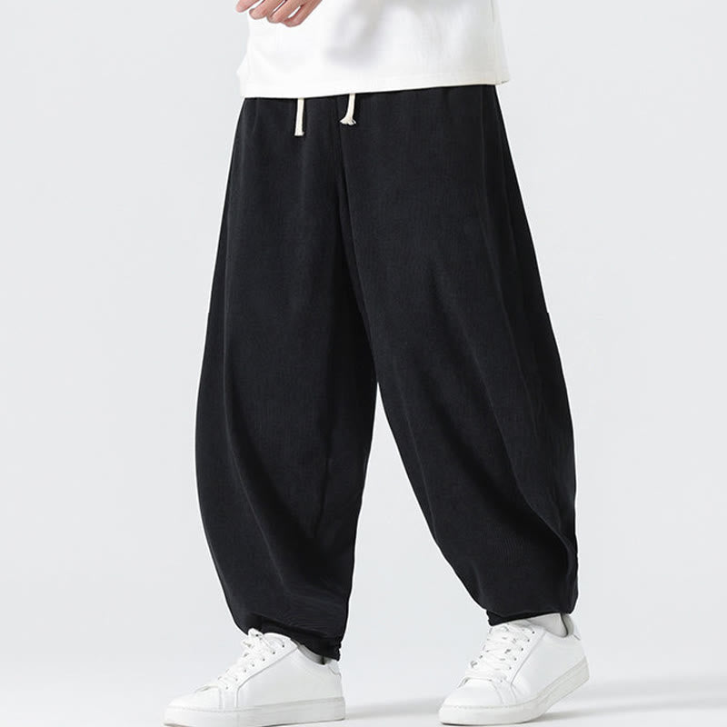 Spodnie haremowe męskie z kieszeniami i sztruksowymi, jednolitymi kolorami i Buddha Stones - image 7