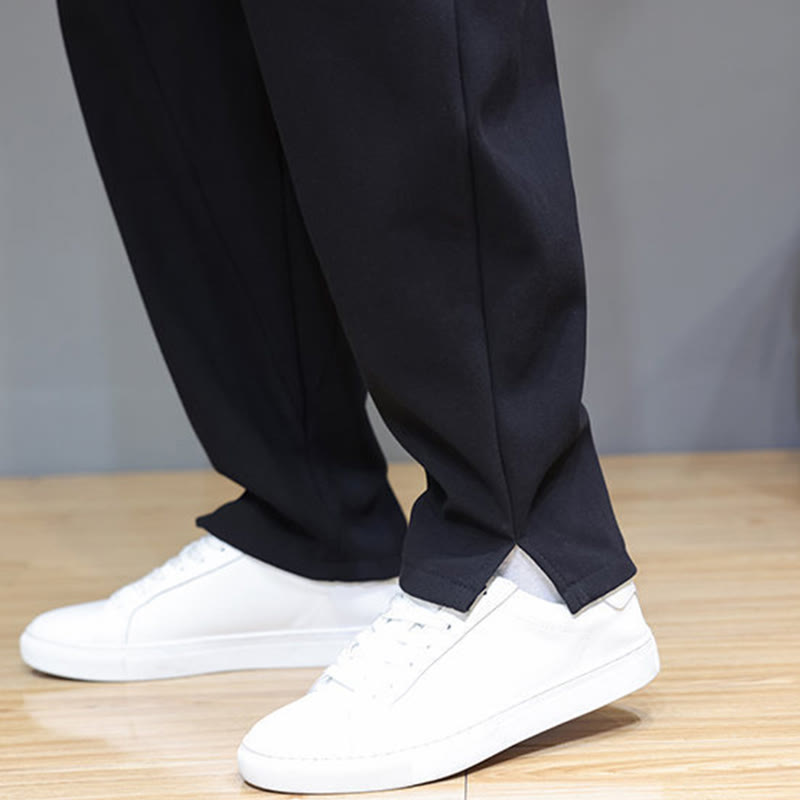 Spodnie męskie z bawełny i lnu Buddha Stones Winter Solid Color z podszewką z polaru i kieszeniami - image 20