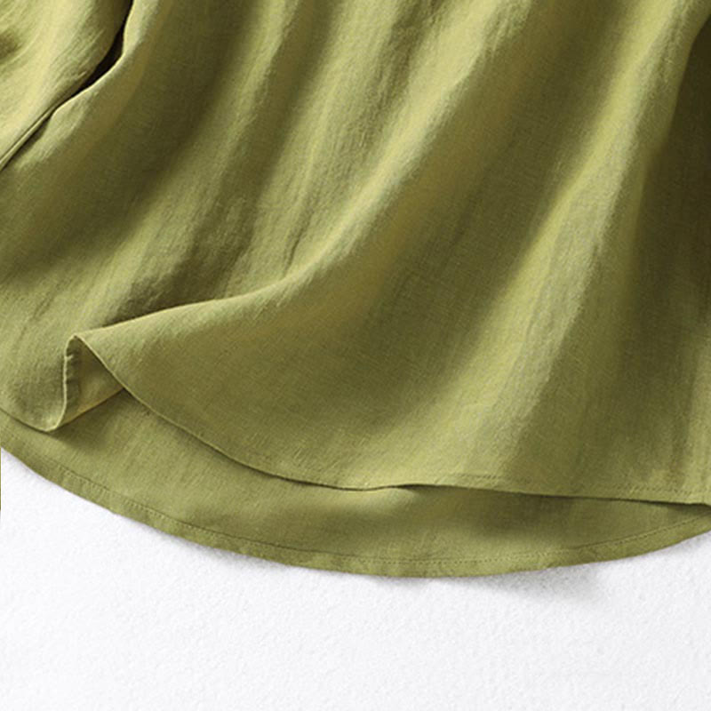 Koszula damska z długim rękawem Buddha Stones Spring w kolorze ciemnego khaki ze stójką i półguzikami - image 9