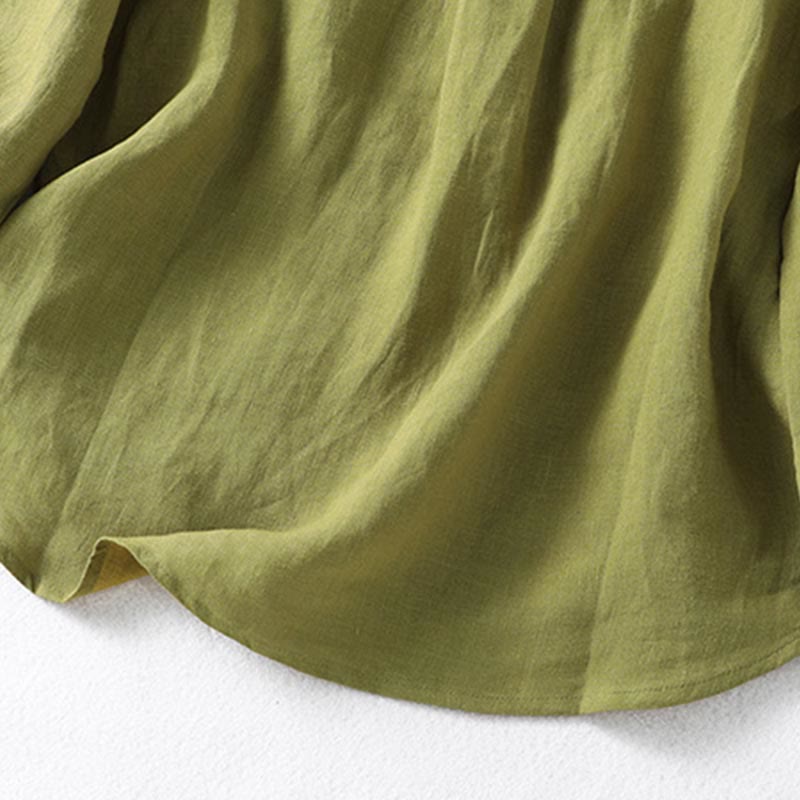 Koszula damska z długim rękawem Buddha Stones Spring w kolorze ciemnego khaki ze stójką i półguzikami - image 10