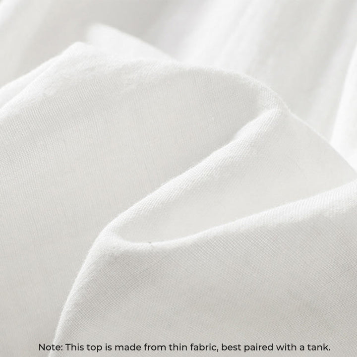 Koszula damska bawełniana z długim rękawem i falbaniastym kołnierzykiem „Buddha Stones” w kolorze białym - image 10