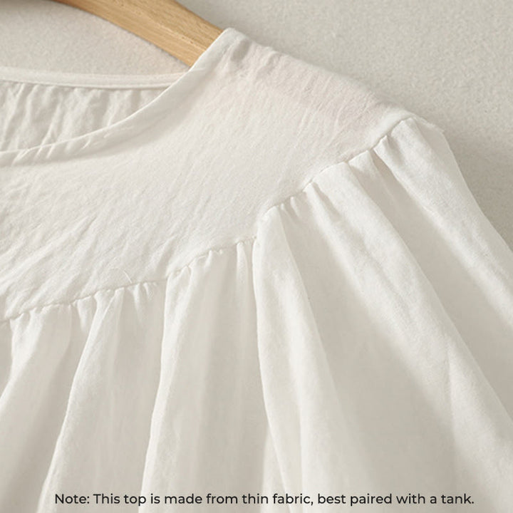 Koszula damska z długim rękawem z falbanką i białymi guzikami „Buddha Stones” - image 4