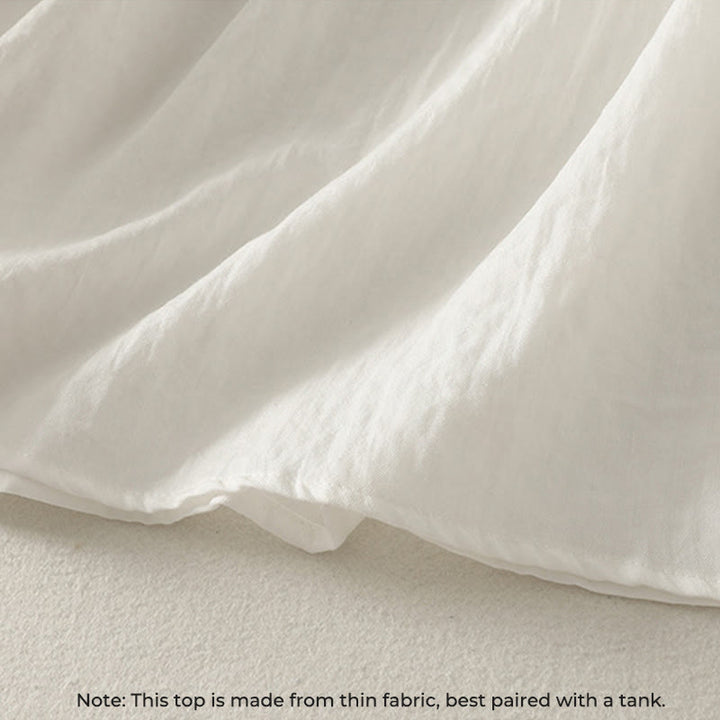 Koszula damska z długim rękawem z falbanką i białymi guzikami „Buddha Stones” - image 7