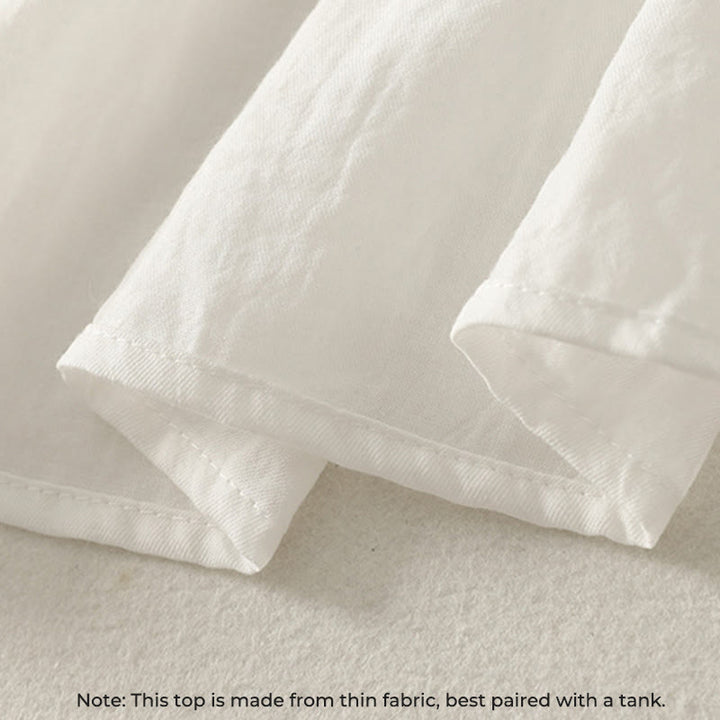 Koszula damska z długim rękawem z falbanką i białymi guzikami „Buddha Stones” - image 6