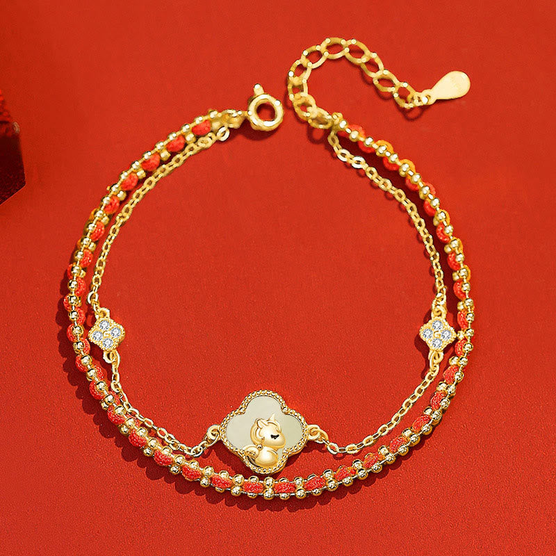 Bransoletka z Buddha Stones ze srebra próby 925, Rok Konia, czerwony agat, jadeit hetian, dodający pewności siebie - Jadeit Hetian (obwód nadgarstka: 14-18 cm) - image 9