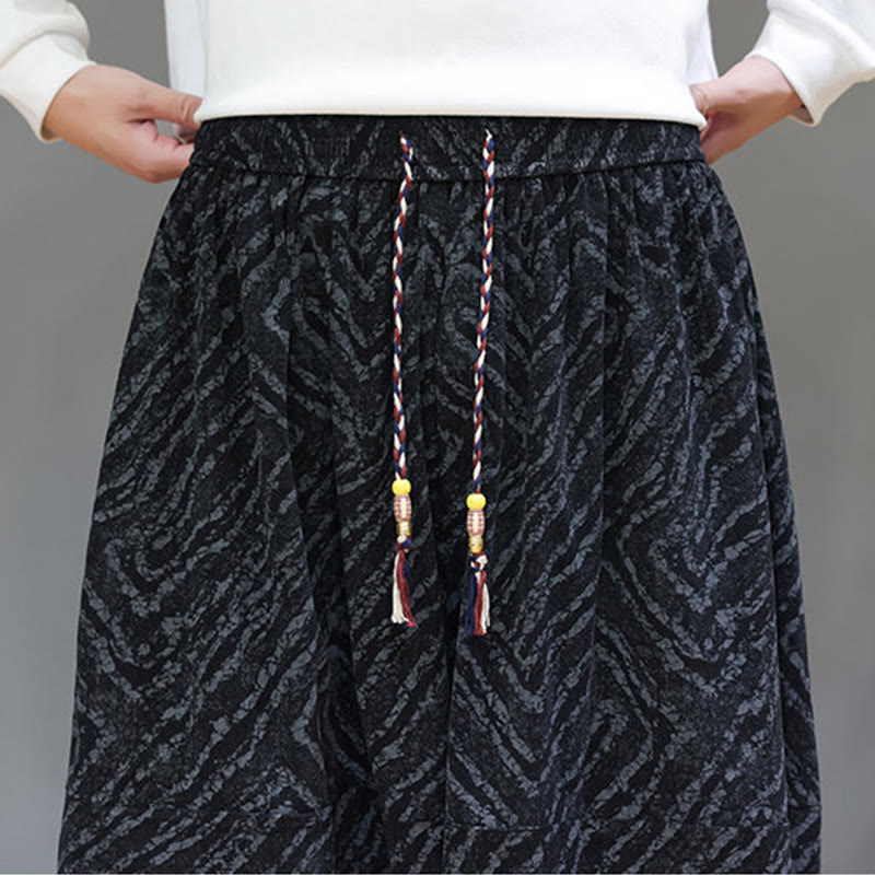 Męskie spodnie haremowe z kieszeniami, z teksturą sznurka ściągającego w kształcie Buddha Stones, z bawełny i lnu - image 19