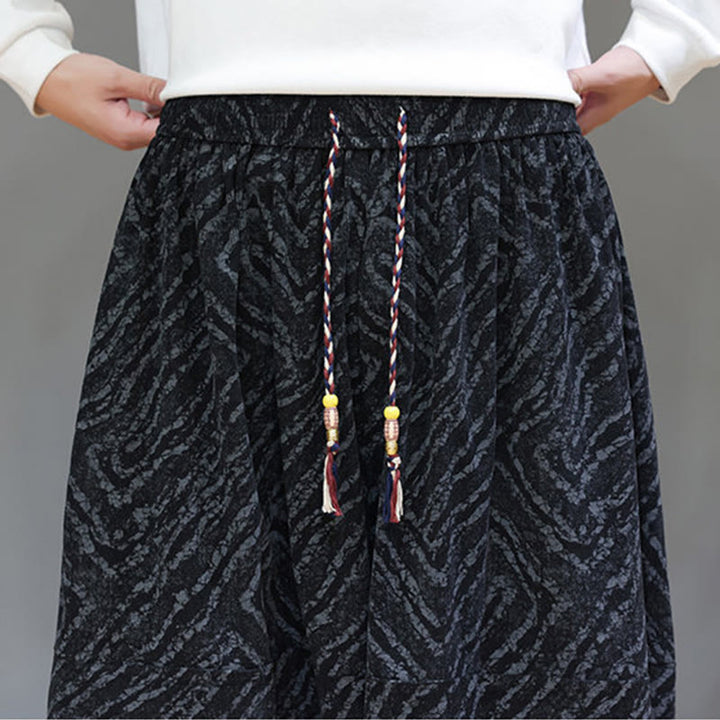 Męskie spodnie haremowe z kieszeniami, z teksturą sznurka ściągającego w kształcie Buddha Stones, z bawełny i lnu - image 19