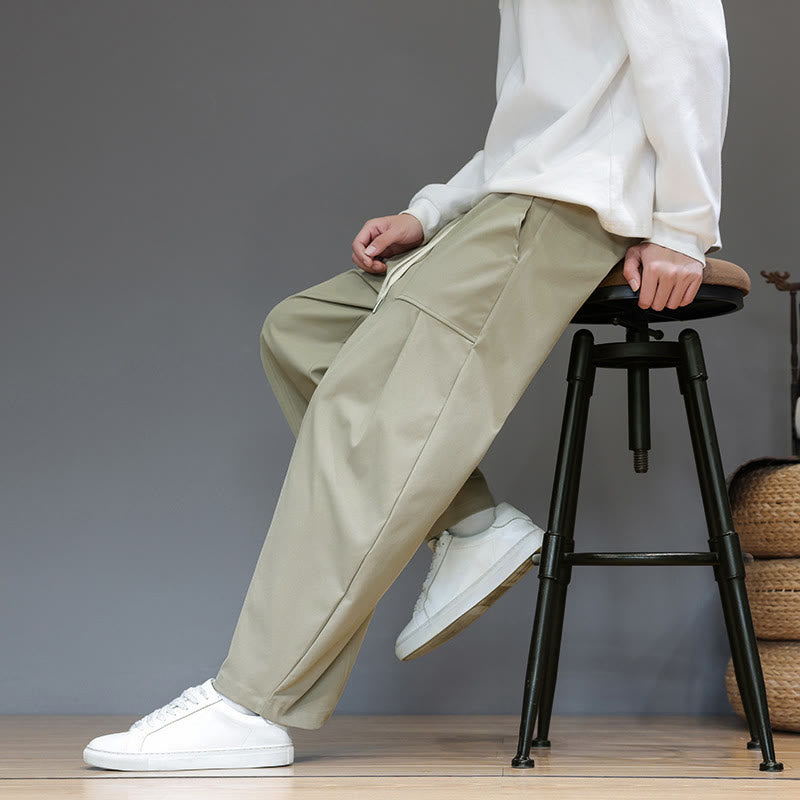 Męskie spodnie haremowe z skróconymi nogawkami i kieszeniami, z bawełny w kolorze naturalnym i Buddha Stones - image 8