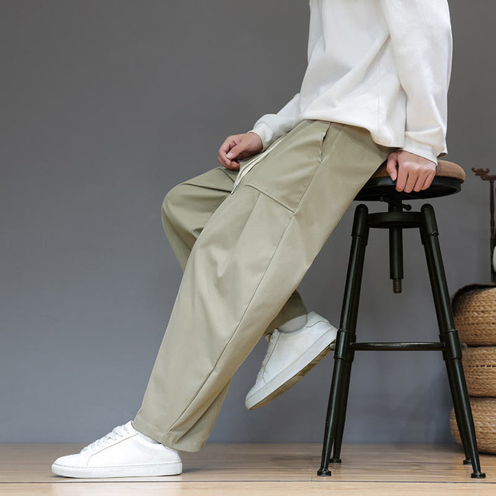 Męskie spodnie haremowe z skróconymi nogawkami i kieszeniami, z bawełny w kolorze naturalnym i Buddha Stones - image 8
