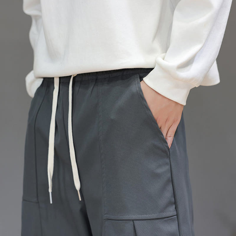 Męskie spodnie haremowe z skróconymi nogawkami i kieszeniami, z bawełny w kolorze naturalnym i Buddha Stones - image 19