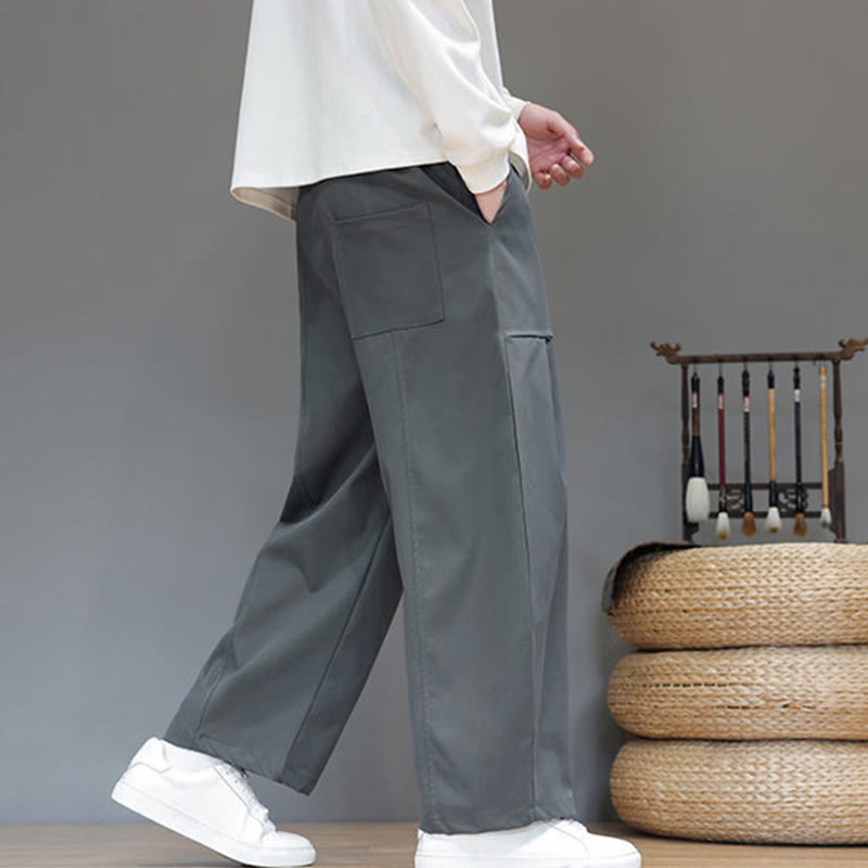 Męskie spodnie haremowe z skróconymi nogawkami i kieszeniami, z bawełny w kolorze naturalnym i Buddha Stones - image 13