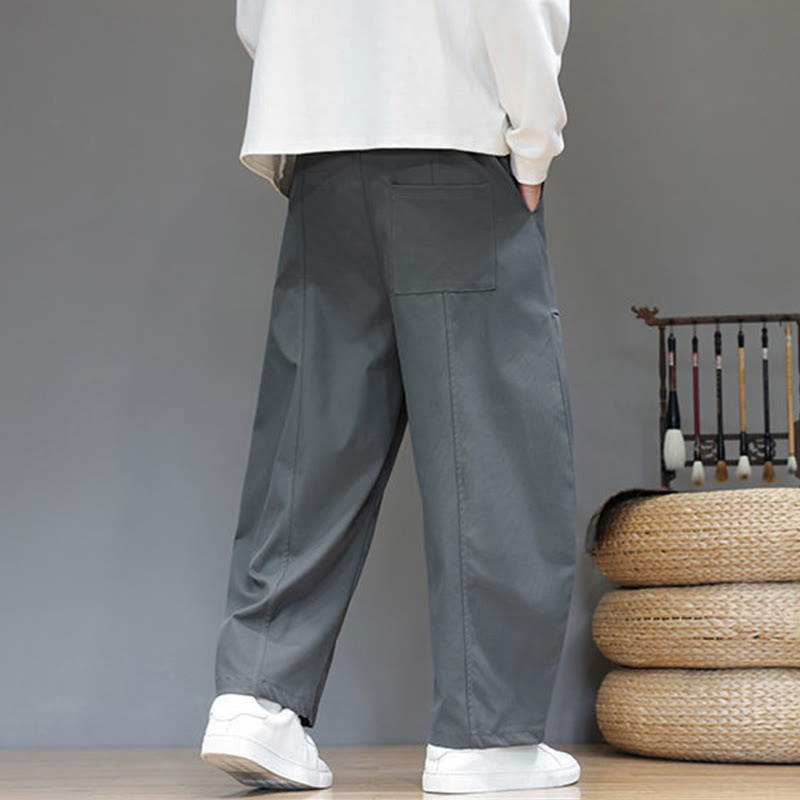 Męskie spodnie haremowe z skróconymi nogawkami i kieszeniami, z bawełny w kolorze naturalnym i Buddha Stones - image 14