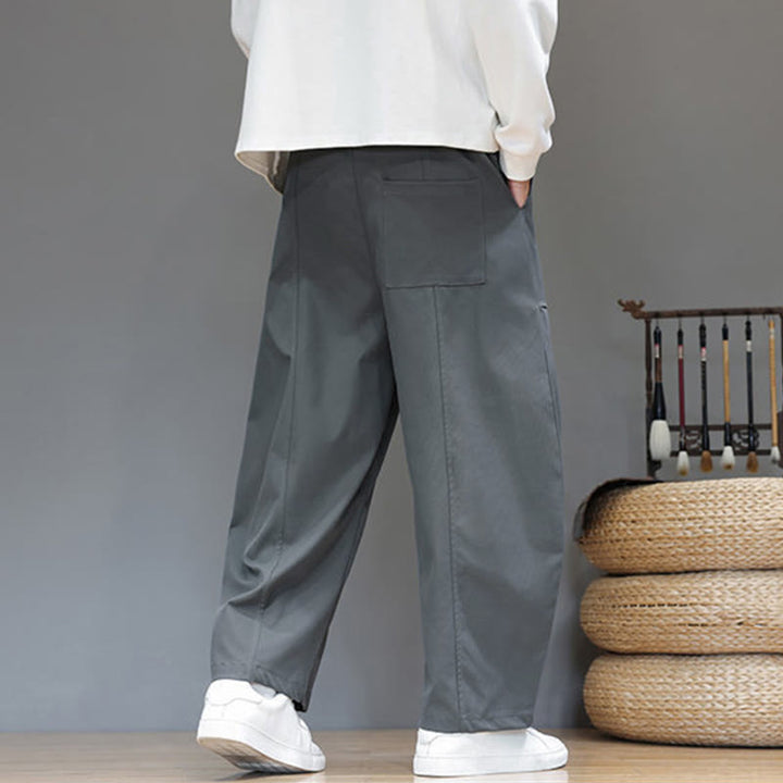 Męskie spodnie haremowe z skróconymi nogawkami i kieszeniami, z bawełny w kolorze naturalnym i Buddha Stones - image 14