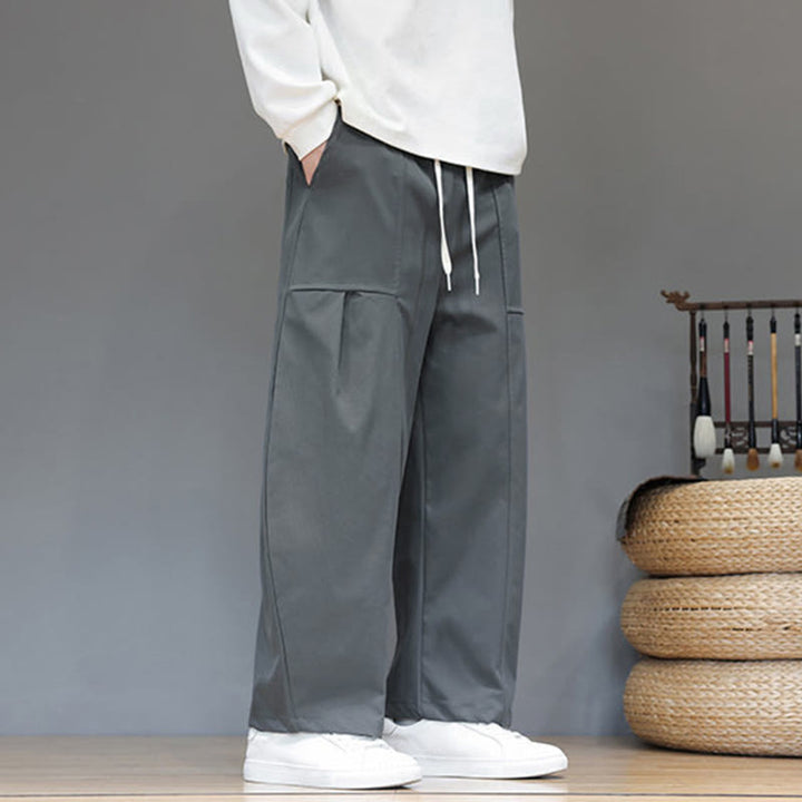 Męskie spodnie haremowe z skróconymi nogawkami i kieszeniami, z bawełny w kolorze naturalnym i Buddha Stones - image 12