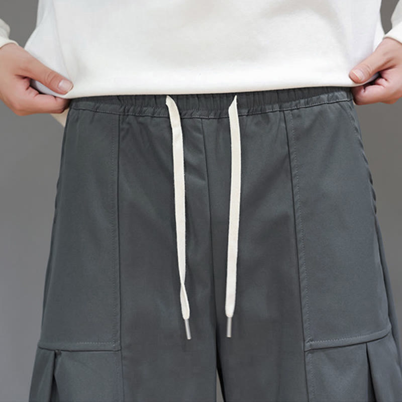 Męskie spodnie haremowe z skróconymi nogawkami i kieszeniami, z bawełny w kolorze naturalnym i Buddha Stones - image 18