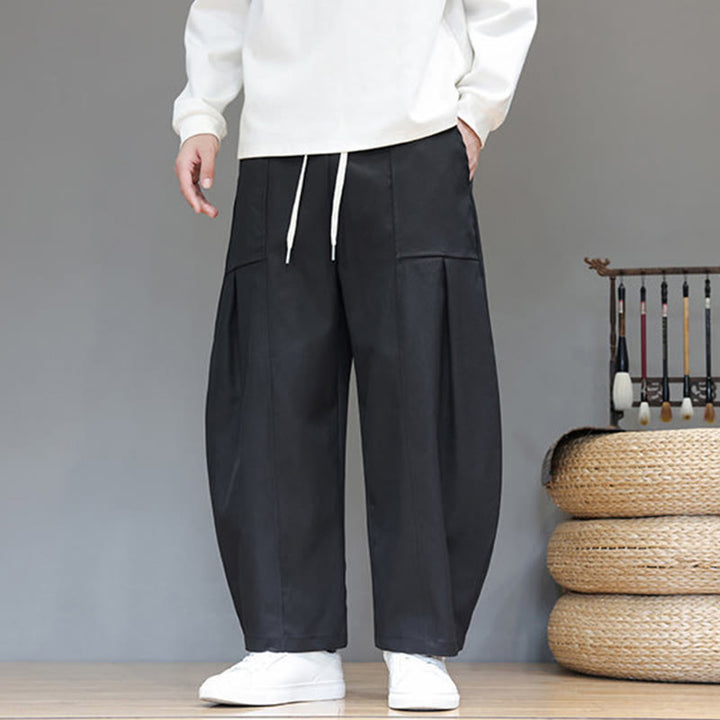 Męskie spodnie haremowe z skróconymi nogawkami i kieszeniami, z bawełny w kolorze naturalnym i Buddha Stones - image 26