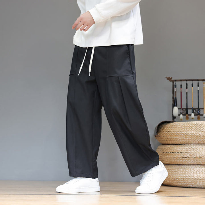 Męskie spodnie haremowe z skróconymi nogawkami i kieszeniami, z bawełny w kolorze naturalnym i Buddha Stones - image 23