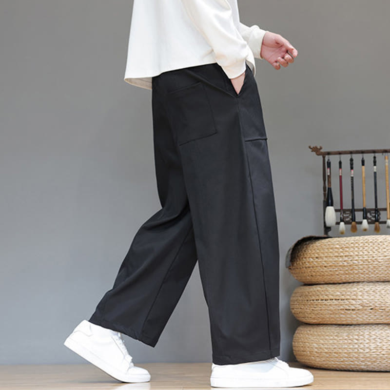 Męskie spodnie haremowe z skróconymi nogawkami i kieszeniami, z bawełny w kolorze naturalnym i Buddha Stones - image 28