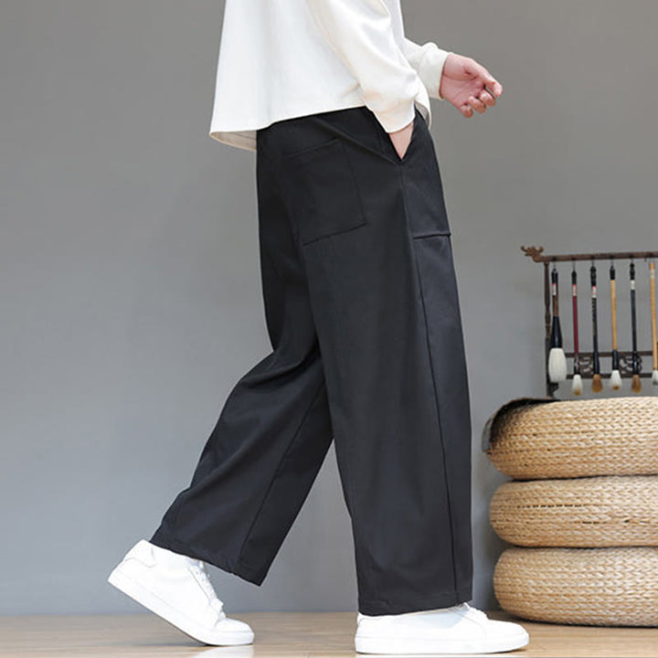 Męskie spodnie haremowe z skróconymi nogawkami i kieszeniami, z bawełny w kolorze naturalnym i Buddha Stones - image 28